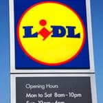 LIDL Opening Times - advertising sign at the entrance